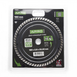 Диск до бетону 180х2,6мм (22-24%) турбо APRO