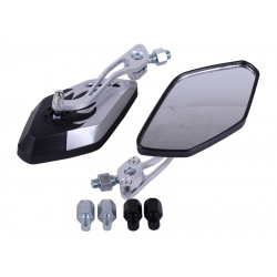 Дзеркала з перехідниками 2064 сірі з чорним (комплект) - АМ