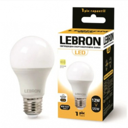 LED лампа LEBRON L-A60, 12W, Е27, 4100K, 1100Lm
