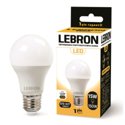 LED лампа LEBRON L-A70, 15W, Е27, 4100K, 1350Lm.