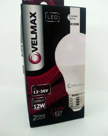 LED ЛАМПА VELMAX V-А60, 12W стандартний цоколь Е27