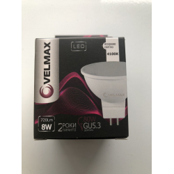 LED ЛАМПА VELMAX V-MR16, 8W, GU5.3, 4100K, 720LM