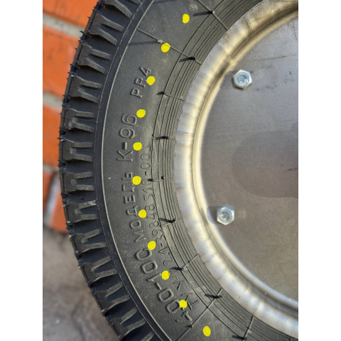 Колесо в зборі 4.00-10 Росава К-96 для будівельної тачки 