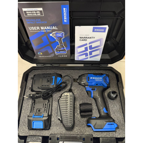 Акумуляторний безщітковий гайковерт ZEGOR SDAX-21BL-500 (+ 2 акб 4 А·год)