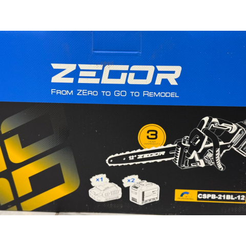Акумуляторна Пила ланцюгова ZEGOR CSPB-21BL-12" 2*(21 V, 6 Ач) PROFESSIONAL