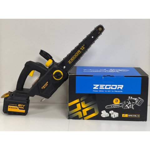 Акумуляторна Пила ланцюгова ZEGOR CSPB-21BL-12" 2*(21 V, 6 Ач) PROFESSIONAL