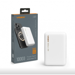 Повербанк з бездротовою зарядкою 10000mAh VIDEX VPB-331 PD20W Білий