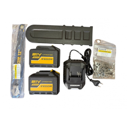 Акумуляторна Пила ланцюгова ZEGOR CSPB-21BL-12" 2*(21 V, 6 Ач) PROFESSIONAL