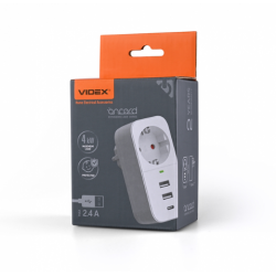 Мережевий адаптер Videx з/з 1п 2.4A 2USB+USB-C Oncord