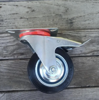 Колесо поворотне 100 мм з гальмом на мобільні стенди вітрини тумби