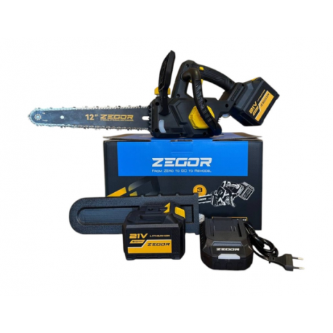 Акумуляторна Пила ланцюгова ZEGOR CSPB-21BL-12" 2*(21 V, 6 Ач) PROFESSIONAL