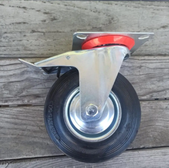 Колесо поворотне 100 мм з гальмом на мобільні стенди вітрини тумби