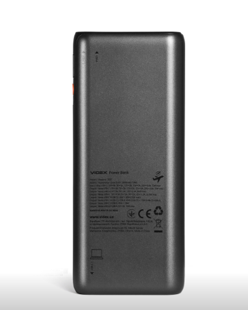 Повербанк 20000mAh VIDEX VPB-202C 75W Black для телефону та ноутбука