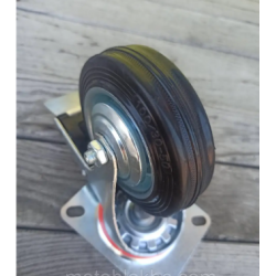 Колесо поворотне 100 мм з гальмом на мобільні стенди вітрини тумби