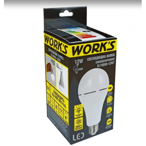 LED Лампа EL1505D-12W7 акумуляторна WORK'S