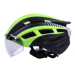 Шолом захисний чорний з жовтим з габаритним ліхтарем та окулярами size L - TTG