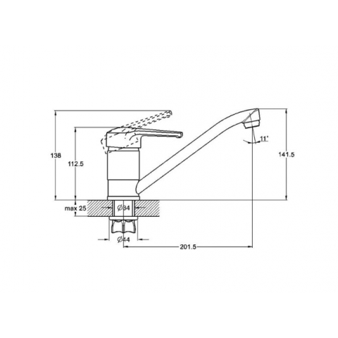 Змішувач для кухні Zegor PED4-A181 одноважільний