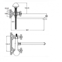 Змішувач для ванни Zegor DMT7-B722