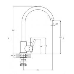 Змішувач на кухню боковий SOLONE EZA4-F090GY з нержавіючої сталі