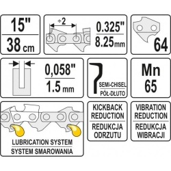Ланцюг l= 15"/ 38 см (64 ланки) для бензопил YT-84900, YT-84934, шт